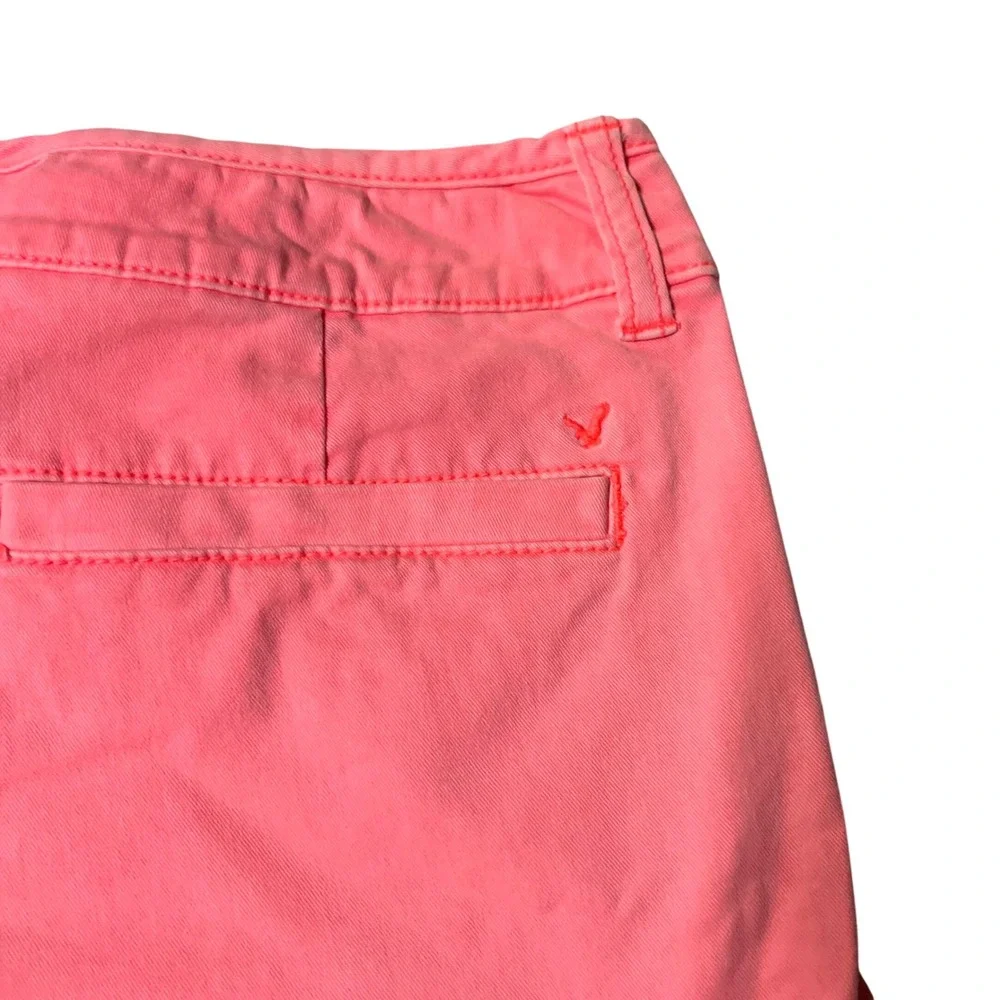 American Eagle Midi Stretch Shorts Womens 4 Neon Pink Coral Chino Summer Casual